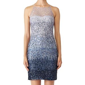 Badgley Mishka Blue Ombre Sequin Sheath Dress